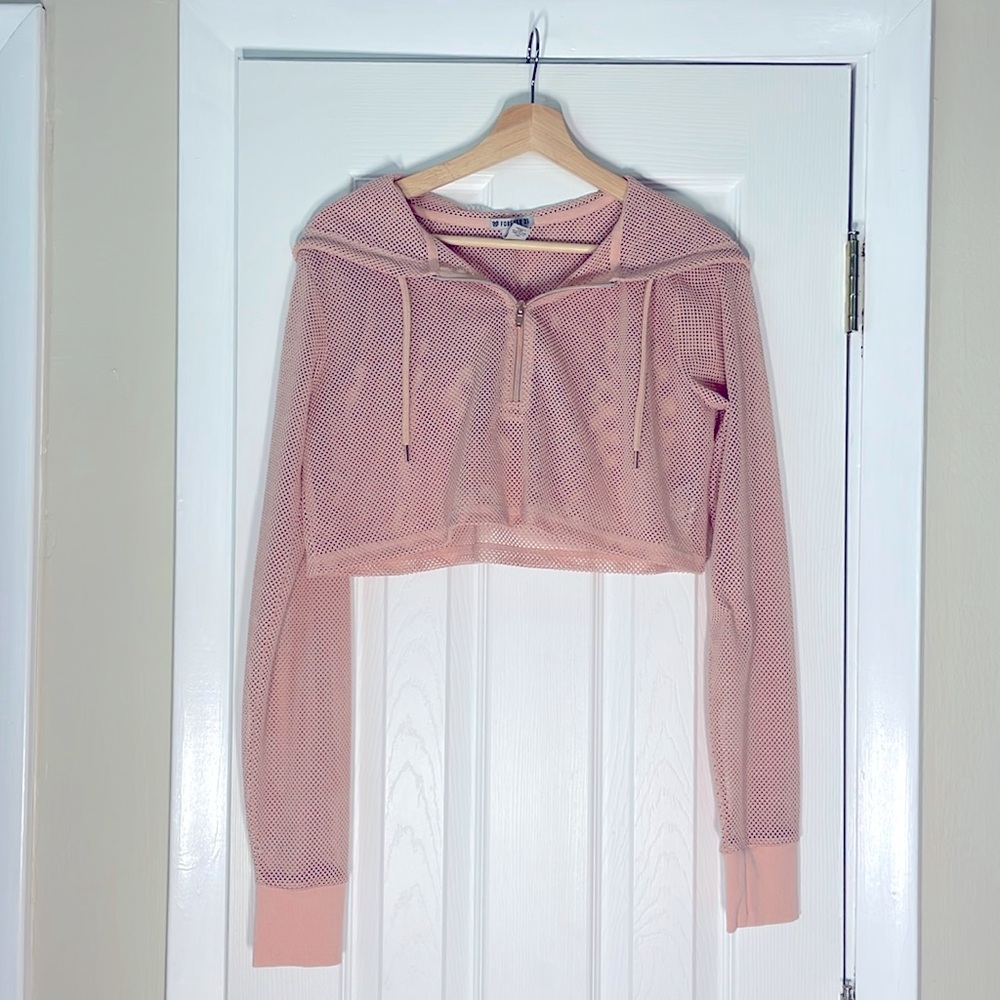 Forever 21 mesh cropped hoodie with zipper